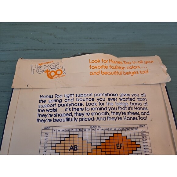 Hanes Too Light Support Pantyhose Sz AB Style 157 Barely Black Vtg 1986 New - Picture 6 of 6